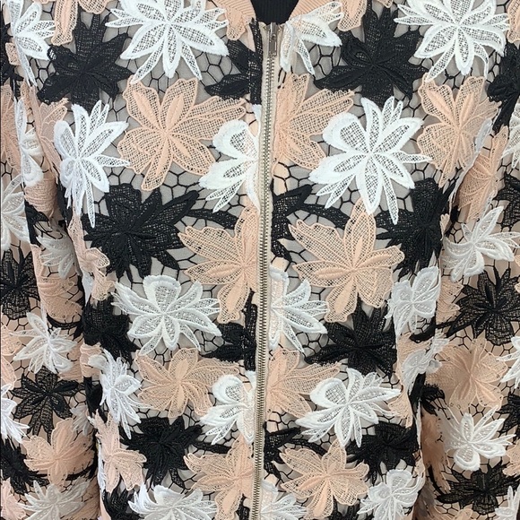Lucy Paris Lace Bomber Jacket Blush Pink & Black S - Picture 8 of 11